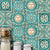 Egypt Tribal Pattern Stick Wallpapers Green Faux Embossed Sun and Flower Tile Wall Decor Green Clearhalo 'Wall Decor' 'Wallpaper' 1922395