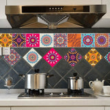 Boho-Chic Mandala Wallpaper Panels for Kitchen 8' L x 8" W Adhesive Wall Art in Orange Clearhalo 'Wall Decor' 'Wallpaper' 1922403