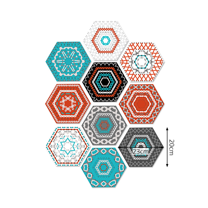 Red Hexagon Wallpaper Panel Set Tiles Bohemia Self-Stick Wall Covering for Bedroom Clearhalo 'Wall Decor' 'Wallpaper' 1922415