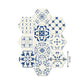 Adhesive Flower-Like Tile Wallpapers Blue Bohemian Wall Art for Living Room, 9' L x 8" W Clearhalo 'Wall Decor' 'Wallpaper' 1922419