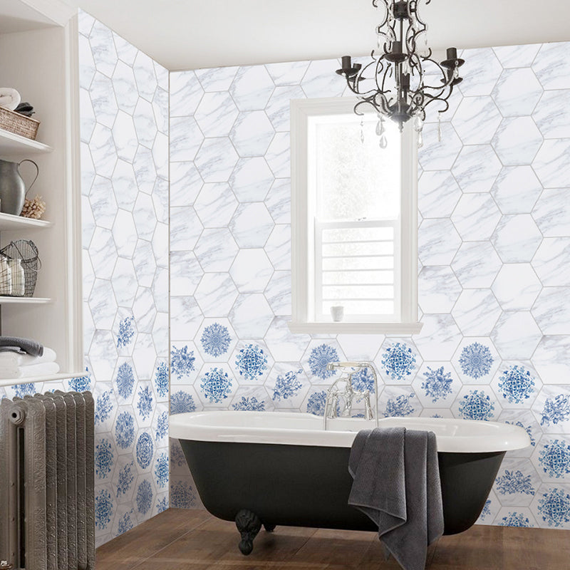 Light Color Flower Blossom Wallpaper Panel Peel and Paste Wall Decor for Bathroom White Clearhalo 'Wall Decor' 'Wallpaper' 1922425