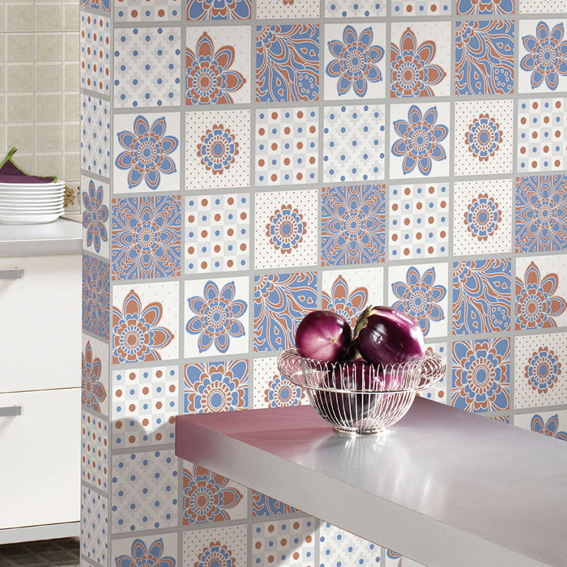 Flower and Dot Wallpaper Border Boho Peel and Stick Kitchen Backsplash Wall Art, 16.5' x 8" Clearhalo 'Wall Decor' 'Wallpaper' 1922436