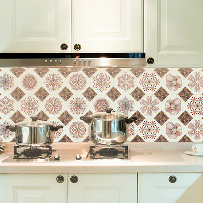 Boho Snowflake Adhesive Wallpaper Border Pink Washroom Wall Decor, 16.5' L x 8" W Pink Clearhalo 'Wall Decor' 'Wallpaper' 1922440