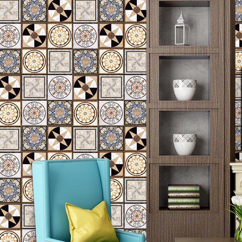 Brown Mandala Wallpaper Border Pick Up Sticks Bohemian Style Living Room Wall Art Clearhalo 'Wall Decor' 'Wallpaper' 1922451