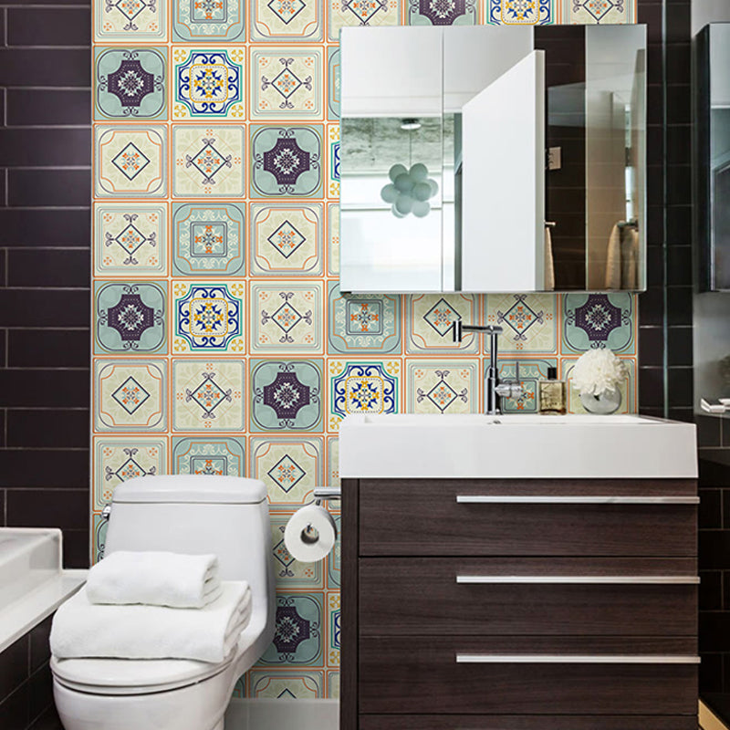 Boho Diamond Pattern Wallpaper Roll PVC Self-Adhesive Brown Wall Covering for Toilet Brown 1 Set Clearhalo 'Wall Decor' 'Wallpaper' 1922474