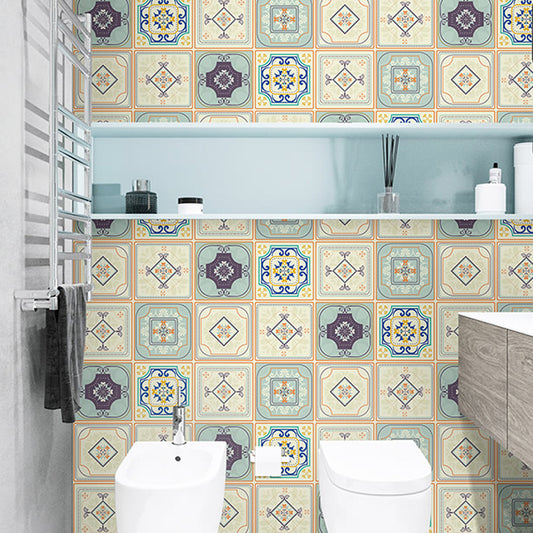 Boho Diamond Pattern Wallpaper Roll PVC Self-Adhesive Brown Wall Covering for Toilet Clearhalo 'Wall Decor' 'Wallpaper' 1922475