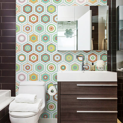 Green Boho Self Sticking Wallpaper 9.7-sq ft Mandala Pattern Wall Decor for Kitchen Green 1 Set Clearhalo 'Wall Decor' 'Wallpaper' 1922482