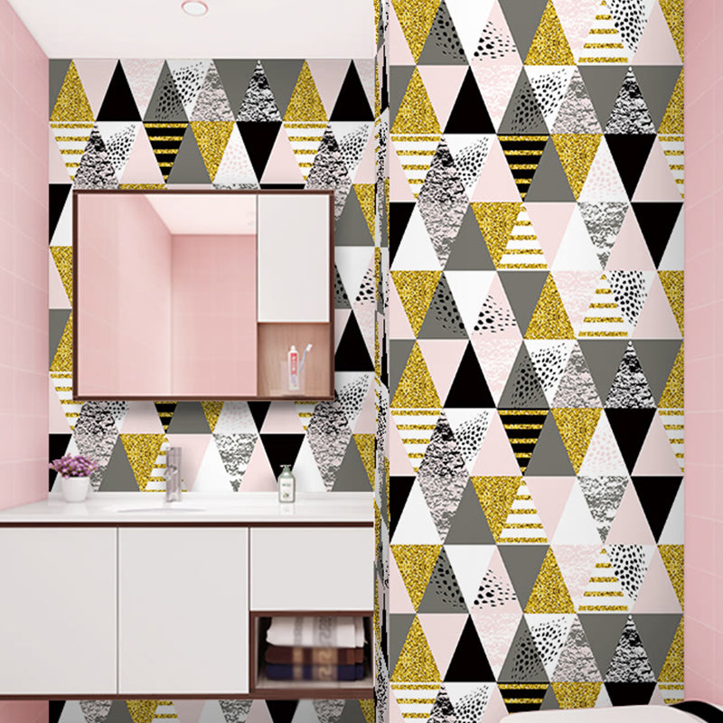Modern Triangle Wallpaper Roll for Bedroom 9.7-sq ft Peel and Stick Wall Covering in Yellow-White Yellow 1 Set Clearhalo 'Modern wall decor' 'Modern' 'Wallpaper' Wall Decor' 1922510