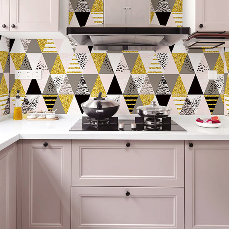 Modern Triangle Wallpaper Roll for Bedroom 9.7-sq ft Peel and Stick Wall Covering in Yellow-White Clearhalo 'Modern wall decor' 'Modern' 'Wallpaper' Wall Decor' 1922511