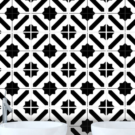 Black Checkered Wallpaper Panel Set Self-Adhesive Contemporary Washroom Wall Decor Black Clearhalo 'Modern wall decor' 'Modern' 'Wallpaper' Wall Decor' 1922519