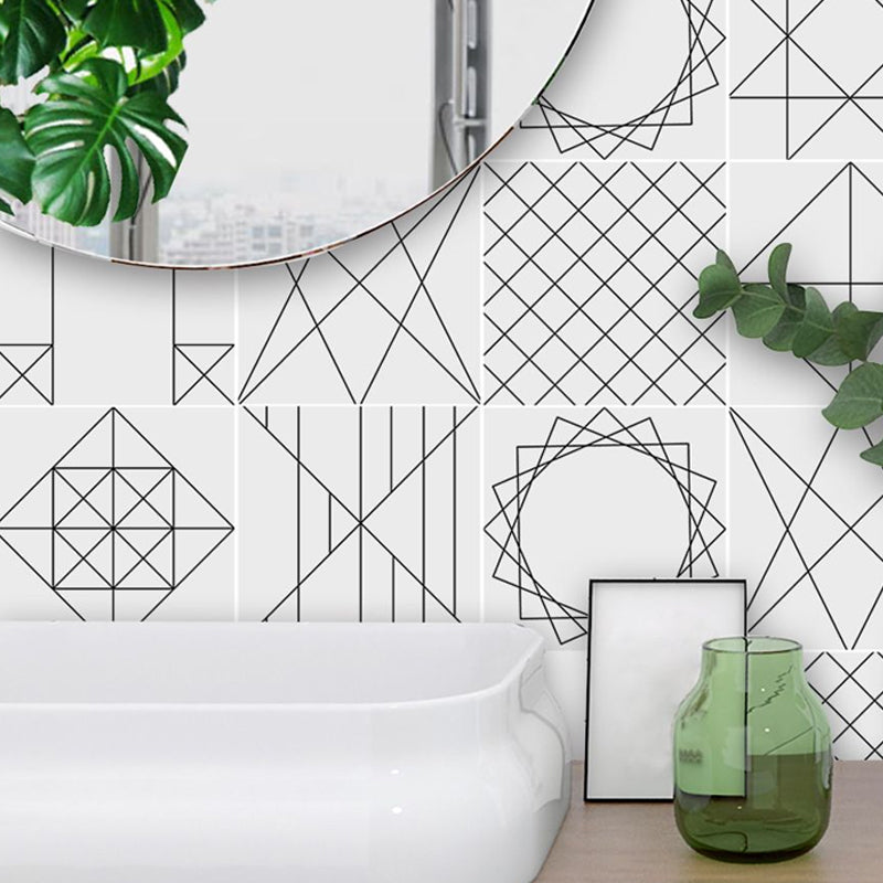 Grey Geometric Sketch Wallpapers Peel and Paste Wall Art for Washroom, 8' L x 8" W Grey Clearhalo 'Modern wall decor' 'Modern' 'Wallpaper' Wall Decor' 1922529
