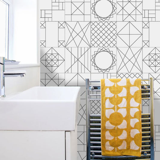 Grey Geometric Sketch Wallpapers Peel and Paste Wall Art for Washroom, 8' L x 8" W Clearhalo 'Modern wall decor' 'Modern' 'Wallpaper' Wall Decor' 1922530