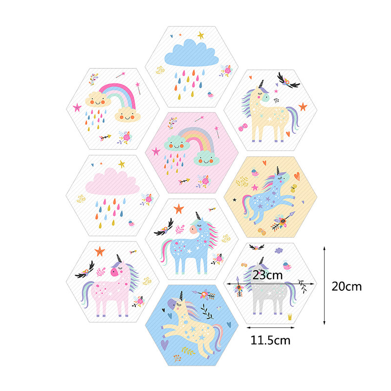 Pink Childrens Art Wallpaper Panels 9' x 8" Unicorn and Rainbow Print Wall Decor, Self-Stick Clearhalo 'Wall Decor' 'Wallpaper' 1922579