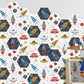 Novelty Kids Wallpaper Panel Set with Rocket and UFO Pattern Yellow Self Sticking Wall Covering Clearhalo 'Wall Decor' 'Wallpaper' 1922581