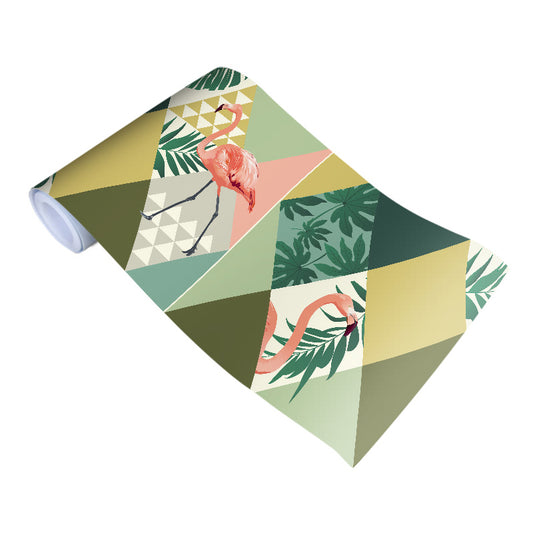 Flamingo and Tropical Plants Wallpaper Green Novelty Stick Wall Covering for Accent Wall Clearhalo 'Wall Decor' 'Wallpaper' 1922586