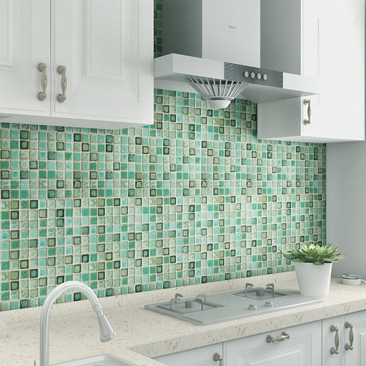 Green Mosaic Tile Wallpaper Panels Stick On Bohemian Kitchen Backsplash Wall Art Clearhalo 'Wall Decor' 'Wallpaper' 1922589