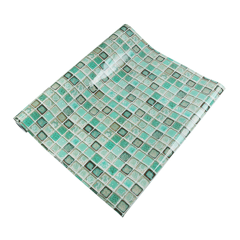 Green Mosaic Tile Wallpaper Panels Stick On Bohemian Kitchen Backsplash Wall Art Clearhalo 'Wall Decor' 'Wallpaper' 1922590