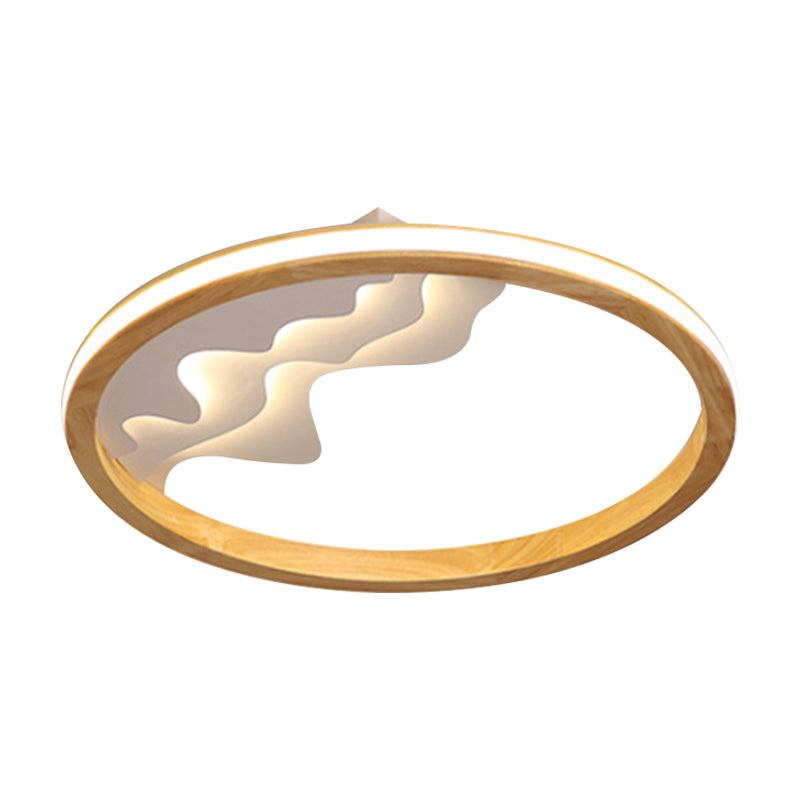 Ring Flush Mount Fixture Modern Wood 13"/15"/21" W LED Beige/White Flush Light for Bedroom, Natural/3 Color/Remote Control Stepless Dimming Clearhalo 'Ceiling Lights' 'Close To Ceiling Lights' 'Close to ceiling' 'Flush mount' Lighting' 1922622