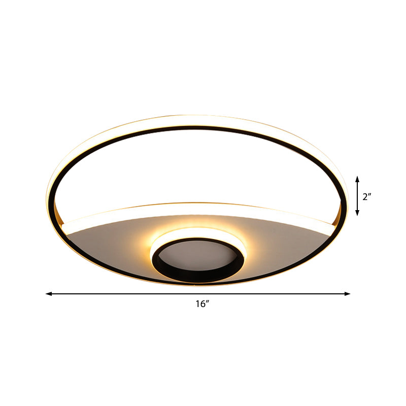 Silver Circle Ceiling Fixture Modern Acrylic 16"/19.5"/23.5" Flushmount Lights in Warm/White Clearhalo 'Ceiling Lights' 'Close To Ceiling Lights' 'Close to ceiling' 'Flush mount' Lighting' 1922628