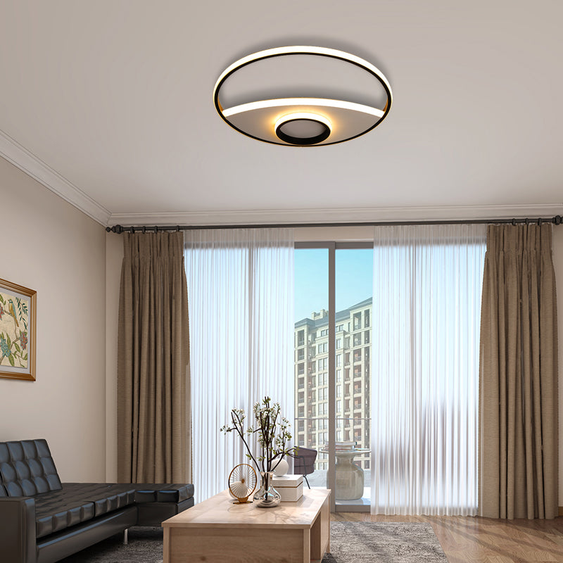 Silver Circle Ceiling Fixture Modern Acrylic 16"/19.5"/23.5" Flushmount Lights in Warm/White Clearhalo 'Ceiling Lights' 'Close To Ceiling Lights' 'Close to ceiling' 'Flush mount' Lighting' 1922634