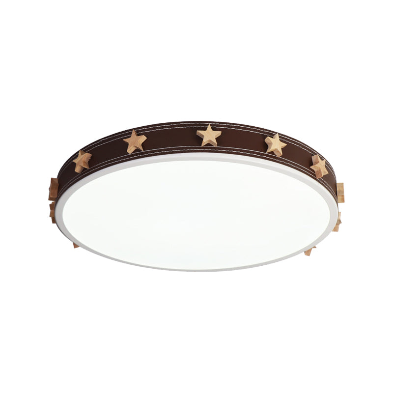 12"/16"/19.5" W Rubber Round Flush Mount Lighting with Star Accents Modern Led Ceiling Flush Light in Brown Clearhalo 'Ceiling Lights' 'Close To Ceiling Lights' 'Close to ceiling' 'Flush mount' Lighting' 1922656