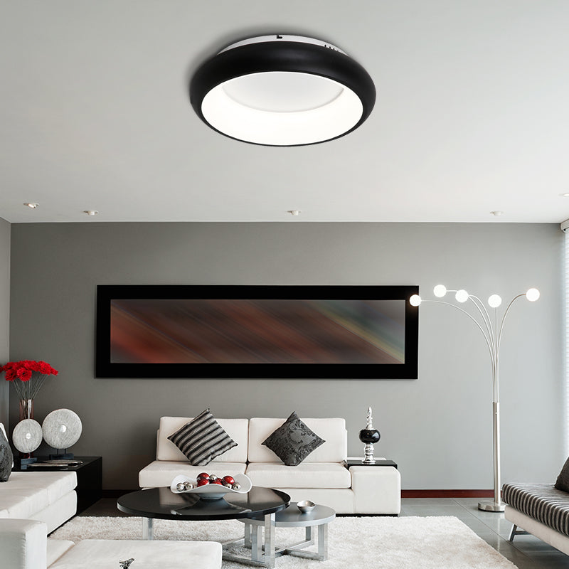 19.5"/25.5" W Donut Flush Mount Lighting Macaron Metal and Acrylic Integrated Led Flush Lamp in Black/Green/Gold/White Clearhalo 'Ceiling Lights' 'Close To Ceiling Lights' 'Close to ceiling' 'Flush mount' Lighting' 1922665
