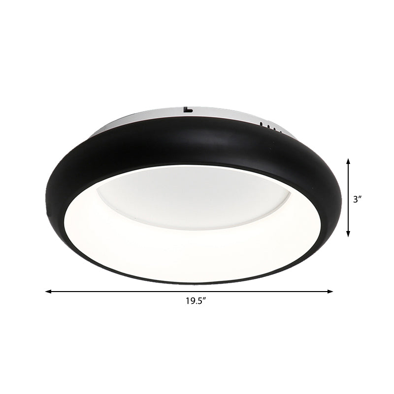 19.5"/25.5" W Donut Flush Mount Lighting Macaron Metal and Acrylic Integrated Led Flush Lamp in Black/Green/Gold/White Clearhalo 'Ceiling Lights' 'Close To Ceiling Lights' 'Close to ceiling' 'Flush mount' Lighting' 1922667