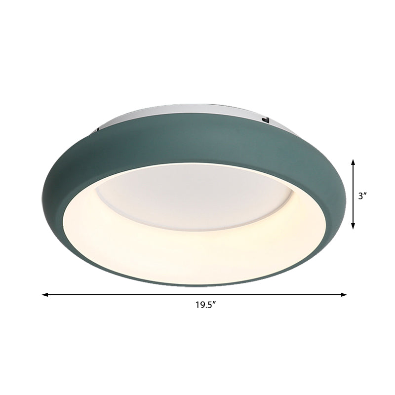 19.5"/25.5" W Donut Flush Mount Lighting Macaron Metal and Acrylic Integrated Led Flush Lamp in Black/Green/Gold/White Clearhalo 'Ceiling Lights' 'Close To Ceiling Lights' 'Close to ceiling' 'Flush mount' Lighting' 1922677