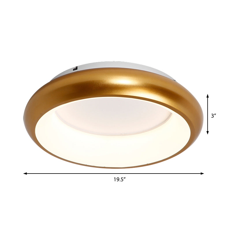 19.5"/25.5" W Donut Flush Mount Lighting Macaron Metal and Acrylic Integrated Led Flush Lamp in Black/Green/Gold/White Clearhalo 'Ceiling Lights' 'Close To Ceiling Lights' 'Close to ceiling' 'Flush mount' Lighting' 1922682