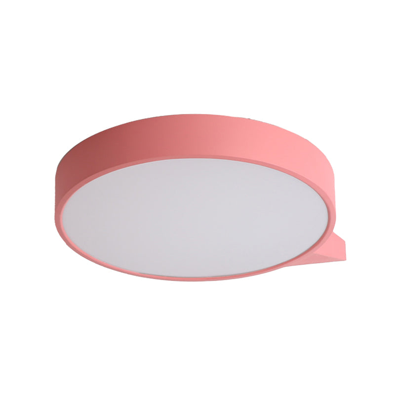 Blue/Pink/Red/Yellow Circular Flush Lighting with Diffuser Macaron Metal Ceiling Flush Mount in Second Gear, 19.5"/24.5" W Clearhalo 'Ceiling Lights' 'Close To Ceiling Lights' 'Close to ceiling' 'Flush mount' Lighting' 1922686