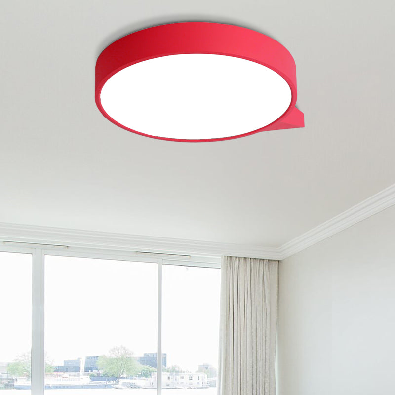 Blue/Pink/Red/Yellow Circular Flush Lighting with Diffuser Macaron Metal Ceiling Flush Mount in Second Gear, 19.5"/24.5" W Clearhalo 'Ceiling Lights' 'Close To Ceiling Lights' 'Close to ceiling' 'Flush mount' Lighting' 1922689