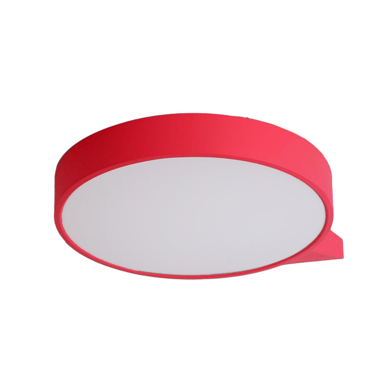 Blue/Pink/Red/Yellow Circular Flush Lighting with Diffuser Macaron Metal Ceiling Flush Mount in Second Gear, 19.5"/24.5" W Clearhalo 'Ceiling Lights' 'Close To Ceiling Lights' 'Close to ceiling' 'Flush mount' Lighting' 1922691