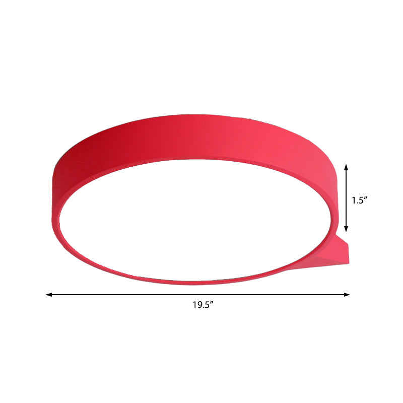 Blue/Pink/Red/Yellow Circular Flush Lighting with Diffuser Macaron Metal Ceiling Flush Mount in Second Gear, 19.5"/24.5" W Clearhalo 'Ceiling Lights' 'Close To Ceiling Lights' 'Close to ceiling' 'Flush mount' Lighting' 1922692