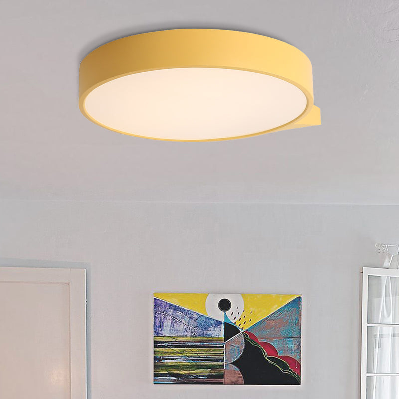 Blue/Pink/Red/Yellow Circular Flush Lighting with Diffuser Macaron Metal Ceiling Flush Mount in Second Gear, 19.5"/24.5" W Clearhalo 'Ceiling Lights' 'Close To Ceiling Lights' 'Close to ceiling' 'Flush mount' Lighting' 1922695
