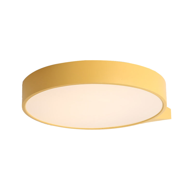 Blue/Pink/Red/Yellow Circular Flush Lighting with Diffuser Macaron Metal Ceiling Flush Mount in Second Gear, 19.5"/24.5" W Clearhalo 'Ceiling Lights' 'Close To Ceiling Lights' 'Close to ceiling' 'Flush mount' Lighting' 1922696