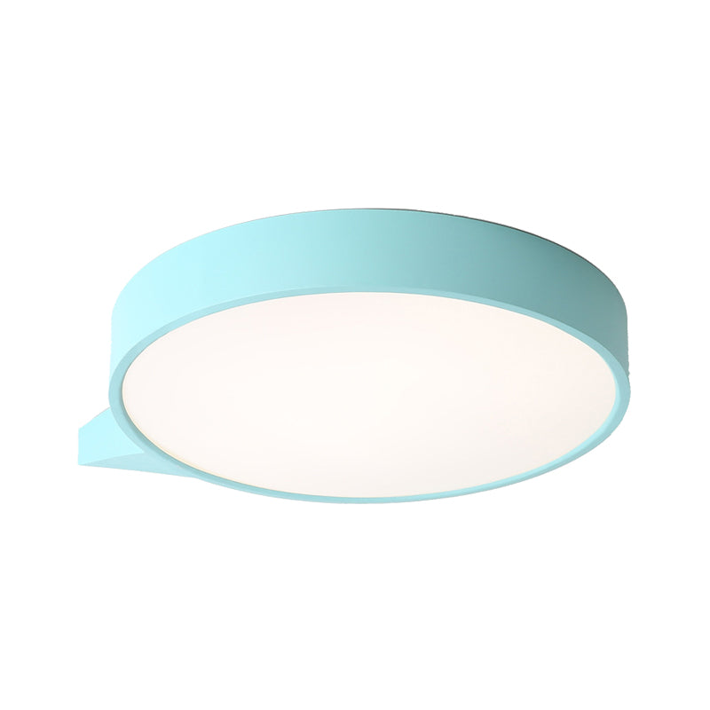 Blue/Pink/Red/Yellow Circular Flush Lighting with Diffuser Macaron Metal Ceiling Flush Mount in Second Gear, 19.5"/24.5" W Clearhalo 'Ceiling Lights' 'Close To Ceiling Lights' 'Close to ceiling' 'Flush mount' Lighting' 1922701