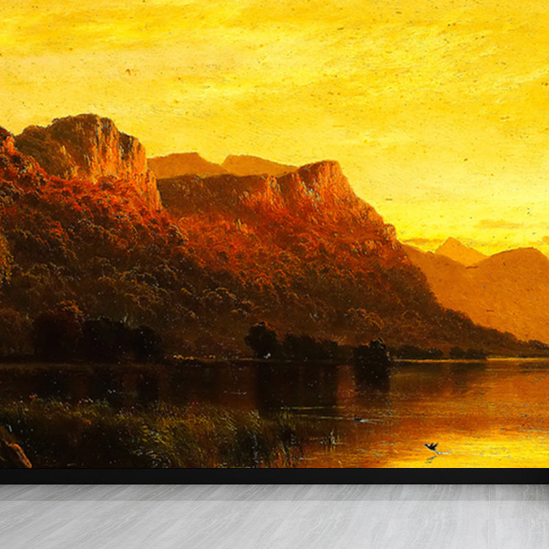 Classic Natural Landscape Mural Decal Light Color Decorative Wall Decor for Kitchen Orange Clearhalo 'Wall Decor' 'Wall Mural' 1922756