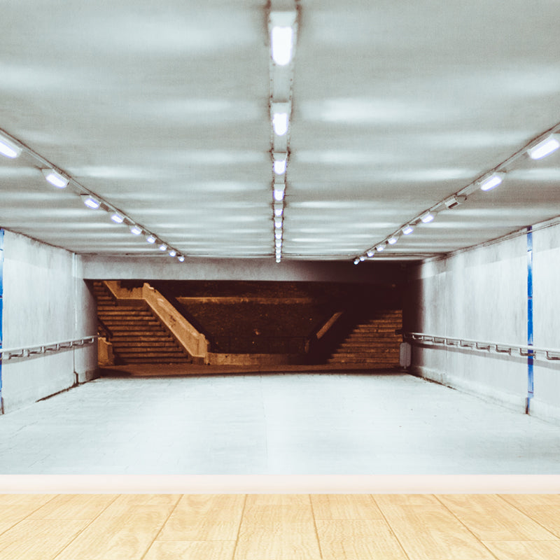 Photography Style Tunnel Mural Decal for Living Room, Pastel Color, Personalized Light Brown Clearhalo 'Wall Decor' 'Wall Mural' 1922761