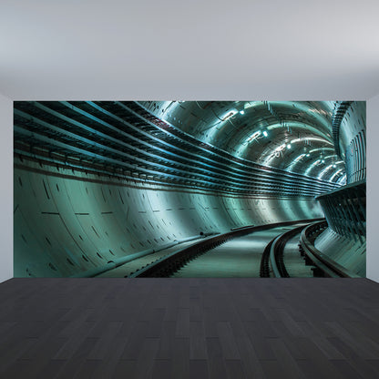 Photography Style Tunnel Mural Decal for Living Room, Pastel Color, Personalized Green Clearhalo 'Wall Decor' 'Wall Mural' 1922766