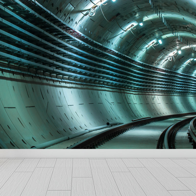 Photography Style Tunnel Mural Decal for Living Room, Pastel Color, Personalized Clearhalo 'Wall Decor' 'Wall Mural' 1922767