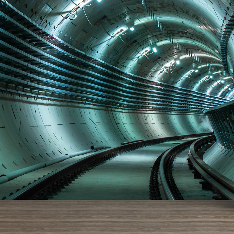 Photography Style Tunnel Mural Decal for Living Room, Pastel Color, Personalized Clearhalo 'Wall Decor' 'Wall Mural' 1922768