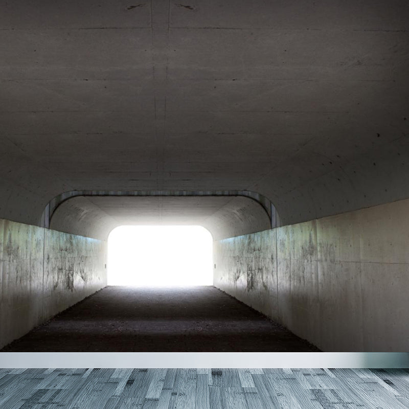 Photography Style Tunnel Mural Decal for Living Room, Pastel Color, Personalized White Clearhalo 'Wall Decor' 'Wall Mural' 1922781