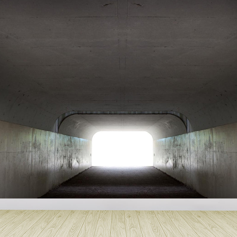 Photography Style Tunnel Mural Decal for Living Room, Pastel Color, Personalized Clearhalo 'Wall Decor' 'Wall Mural' 1922782