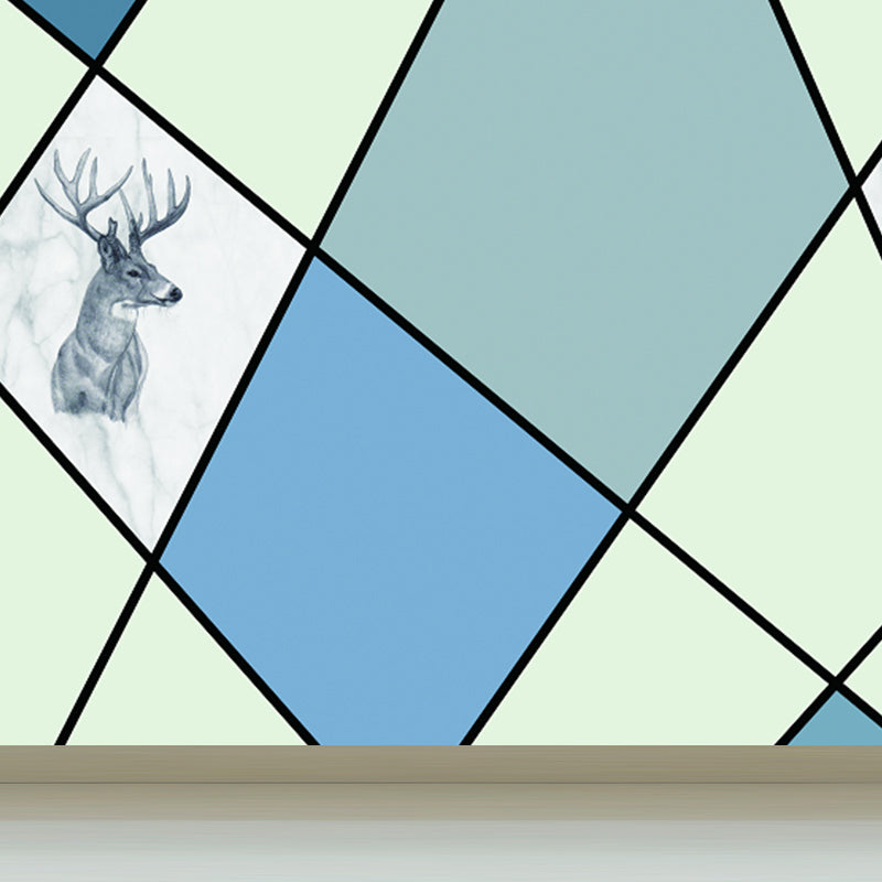 Non-Woven Decorative Wall Mural Modern Geometric Pattern Wall Covering for Guest Room Light Green Clearhalo 'Wall Decor' 'Wall Mural' 1922846