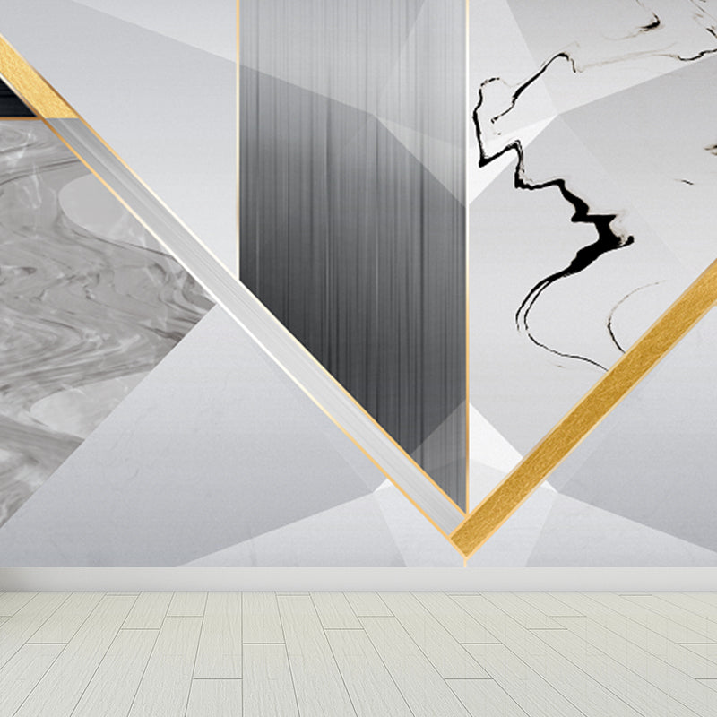 Non-Woven Decorative Wall Mural Modern Geometric Pattern Wall Covering for Guest Room Grey Clearhalo 'Wall Decor' 'Wall Mural' 1922851