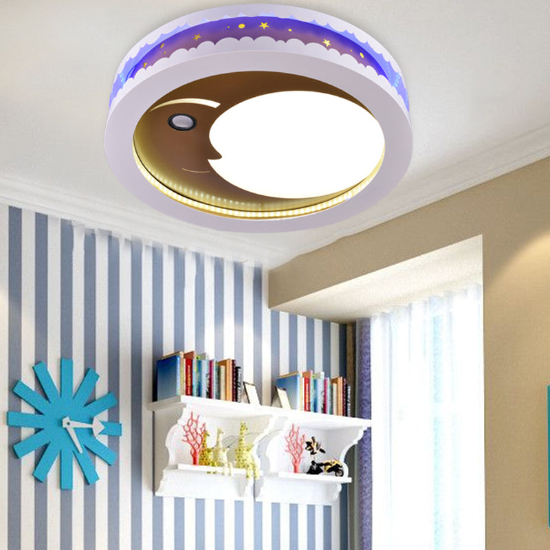 Circle Kid Bedroom Ceiling Light Fixture Acrylic Art Deco LED Flush Ceiling Lights Clearhalo 'Ceiling Lights' 'Close To Ceiling Lights' 'Close to ceiling' 'Flush mount' Lighting' 192405