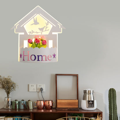 Cartoon Pattern Living Room Sconce Light Acrylic Decorative LED Wall Lamp in White White D Clearhalo 'Wall Lamps & Sconces' 'Wall Lights' Lighting' 192534