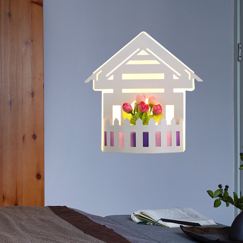Cartoon Pattern Living Room Sconce Light Acrylic Decorative LED Wall Lamp in White White C Clearhalo 'Wall Lamps & Sconces' 'Wall Lights' Lighting' 192538