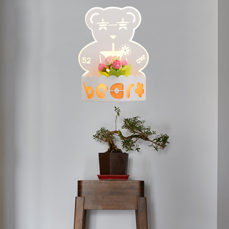 Cartoon Pattern Living Room Sconce Light Acrylic Decorative LED Wall Lamp in White White A Clearhalo 'Wall Lamps & Sconces' 'Wall Lights' Lighting' 192540