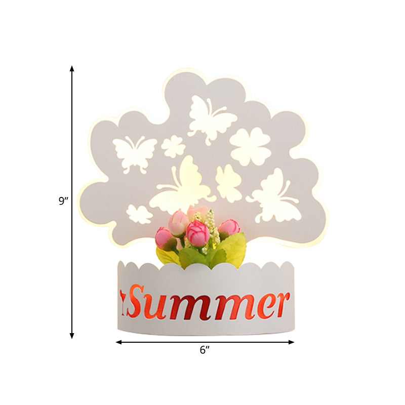 Cartoon Pattern Living Room Sconce Light Acrylic Decorative LED Wall Lamp in White Clearhalo 'Wall Lamps & Sconces' 'Wall Lights' Lighting' 192547